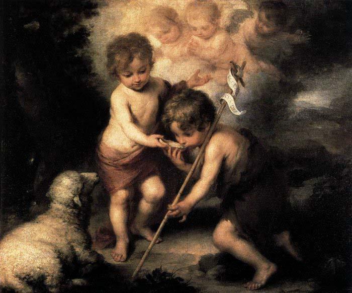 Bartolome Esteban Murillo ) Infant Christ Offering a Drink of Water to St John China oil painting art